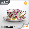 Bone china tea cup and saucer set with beautiful flower